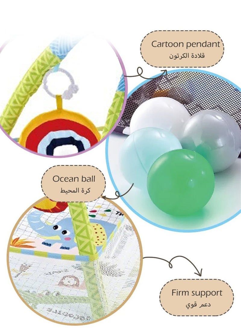 باكا رابيت - صالة ألعاب رياضية للأطفال وحفرة كرات مع ألعاب معلقة، حوض كرات محيطي متعدد الوظائف 80*80*55 سم - Image 1