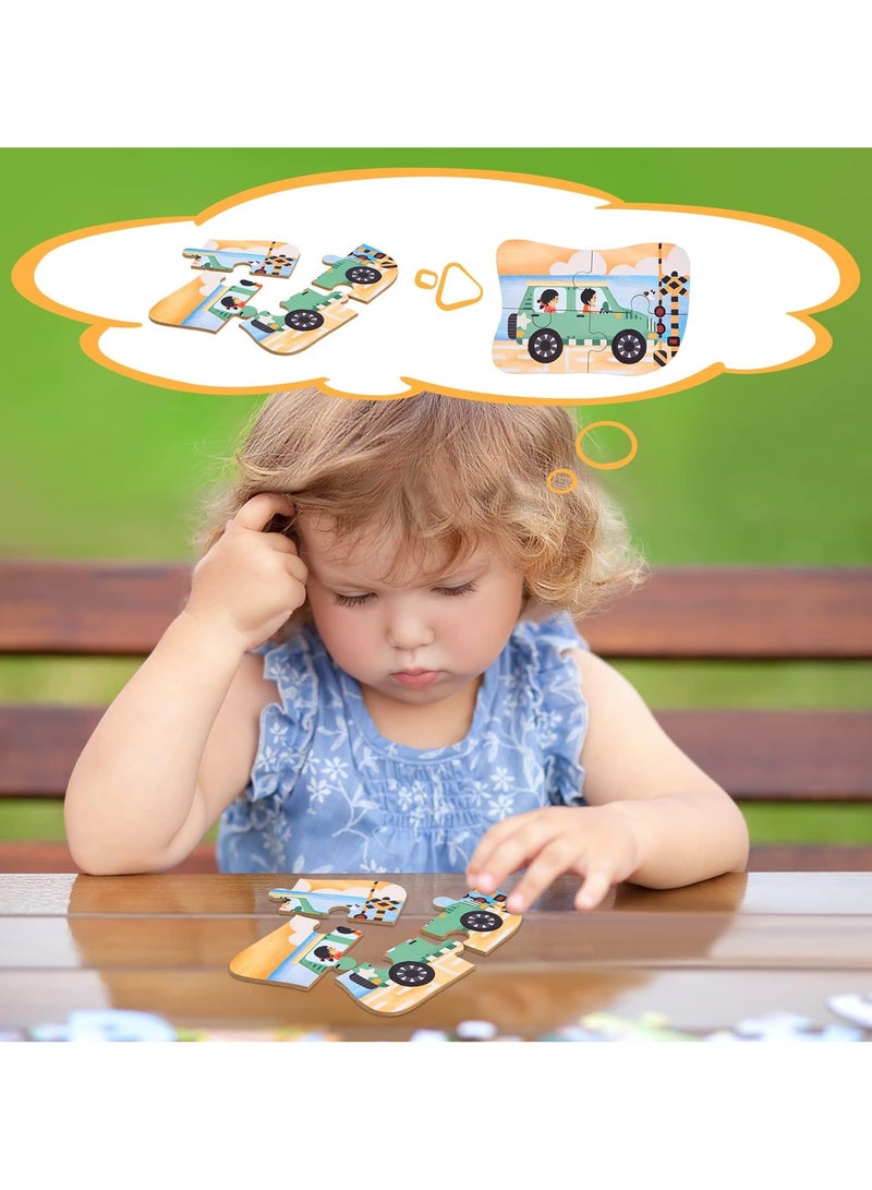 GNAFOTU 5-in-1 Jigsaw Puzzles with Iron Box for Storage,Transport Puzzles for 3-6 Year Olds,  Puzzle Toys Gifts for Boys, Girls, Kids and Children (Bus Puzzles) - Image 3