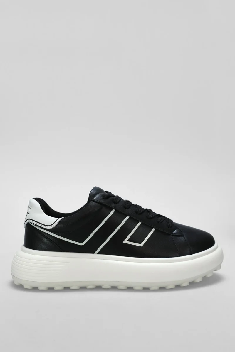 Lufian Harold Black-White Men's Genuine Leather Sneakers