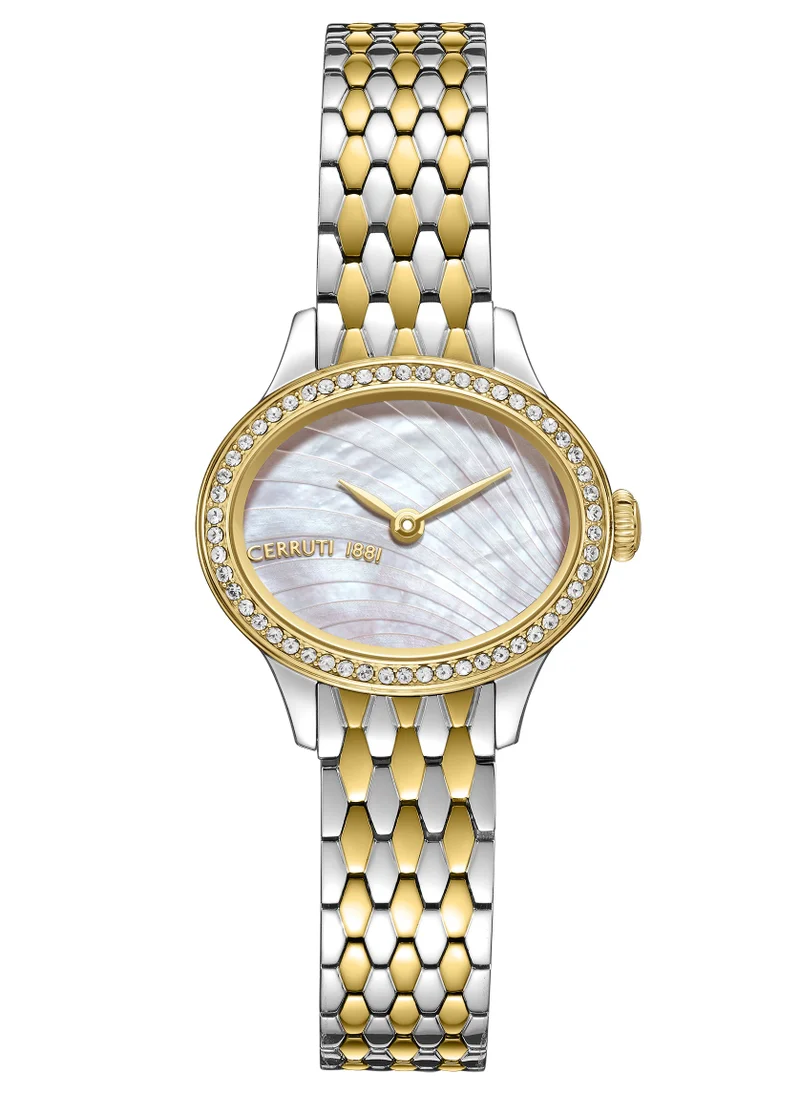 CERRUTI 1881 Cerruti 1881 Nemi Analog Women's Watch - Engraved Bezel Crystals, Beige Mother of Pearl Dial