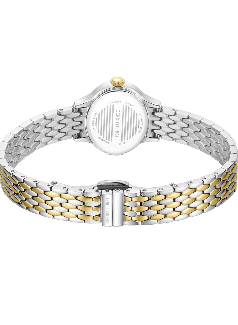 CERRUTI 1881 Women's Cerruti 1881 Nemi Analog Women's Watch - Engraved Bezel Crystals, Beige Mother of Pearl Dial