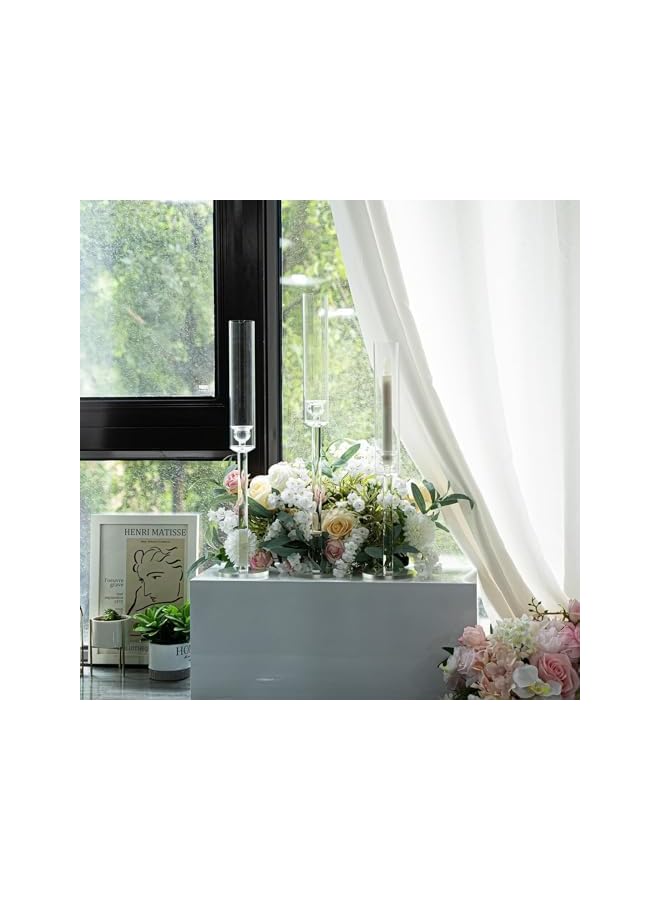 The Bros Acrylic Candle Holder for Table Centerpieces,Candlestick Holders for Wedding Living Room Decor, Use for Flameless Led Taper Candles, Set of 3 - Image 3