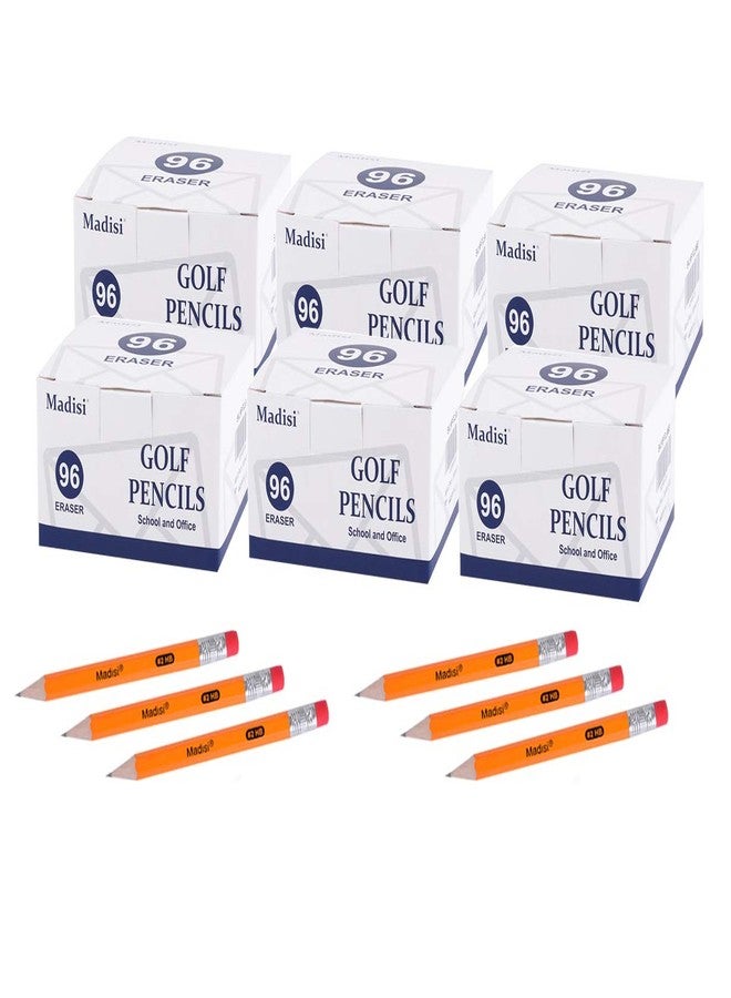 Madisi Golf Pencils with Eraser, #2 HB Half Pencils, 3.5" Mini Pencils, Pre-Sharpened, 6 Boxes, 576 Count - Image 1
