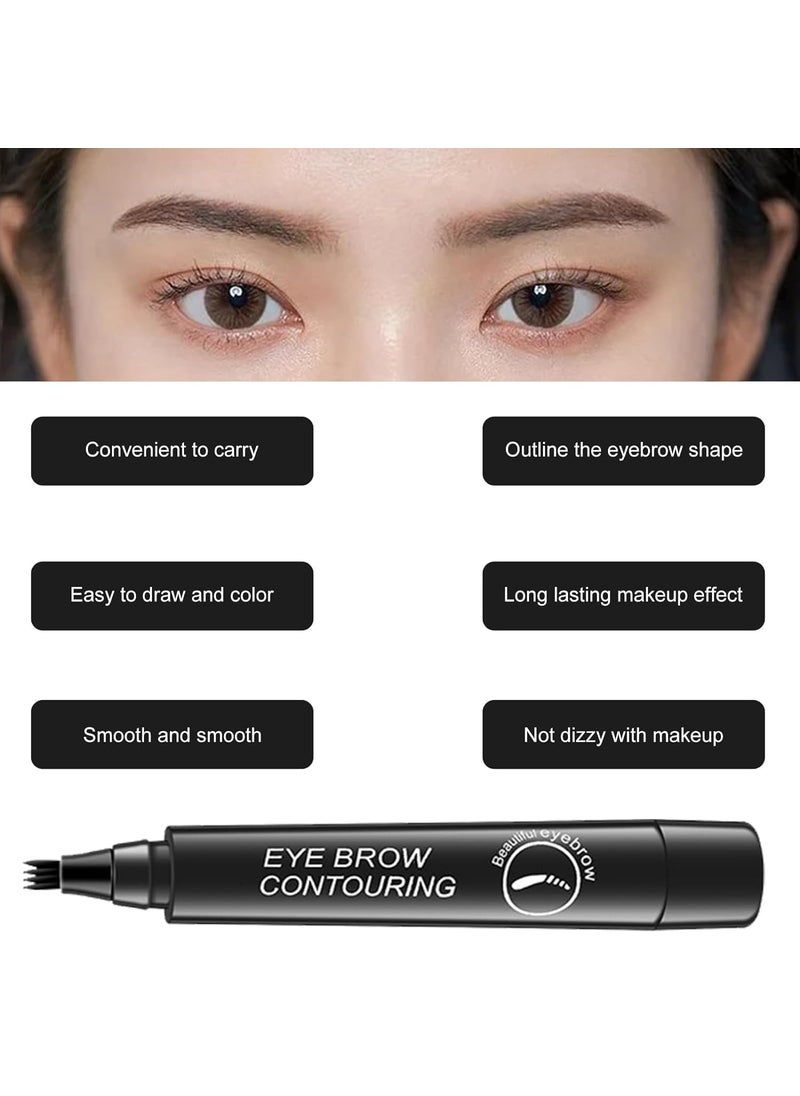 SAJAG Pencil BlackWaterproof Microblading Pencil with a MicroFork Tip Applicator Creates Fine Sketch Liquid Eye Brow Tattoo Tint Pen