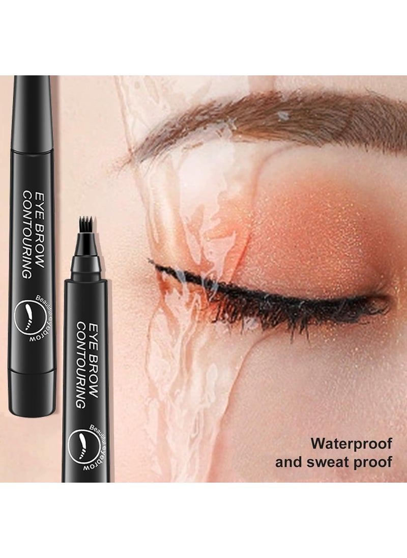 SAJAG Pencil BlackWaterproof Microblading Pencil with a MicroFork Tip Applicator Creates Fine Sketch Liquid Eye Brow Tattoo Tint Pen