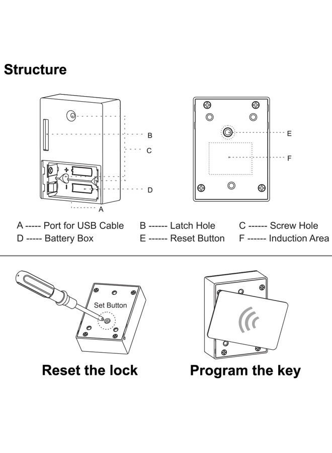 WOOCH RFID Locks for Cabinets Hidden DIY Lock - Electronic Cabinet Lock with USB Cable for Wooden Cabinet Drawer Locker Cupboard Gun Box (1 Pack) - Image 4