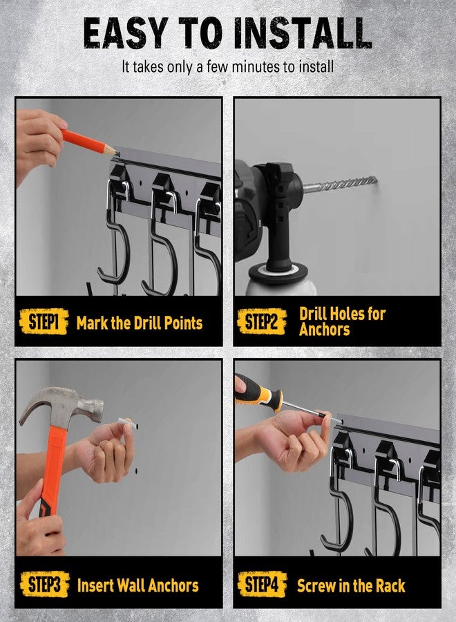 ELEAD منظم أدوات الحديقة المعدني بالكامل القابل للتعديل من ELEAD مقاس 68 بوصة: منظم أدوات المرآب مثبت على الحائط مع خطافات سوداء، منظمات المرآب والتخزين، حاملات أدوات للسقيفة - Image 5