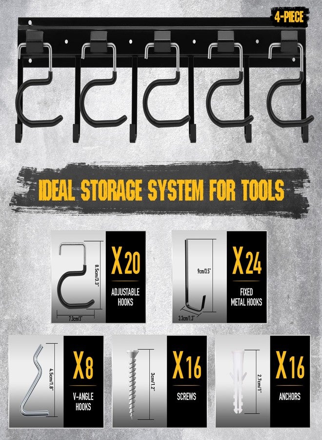 ELEAD منظم أدوات الحديقة المعدني بالكامل القابل للتعديل من ELEAD مقاس 68 بوصة: منظم أدوات المرآب مثبت على الحائط مع خطافات سوداء، منظمات المرآب والتخزين، حاملات أدوات للسقيفة - Image 4