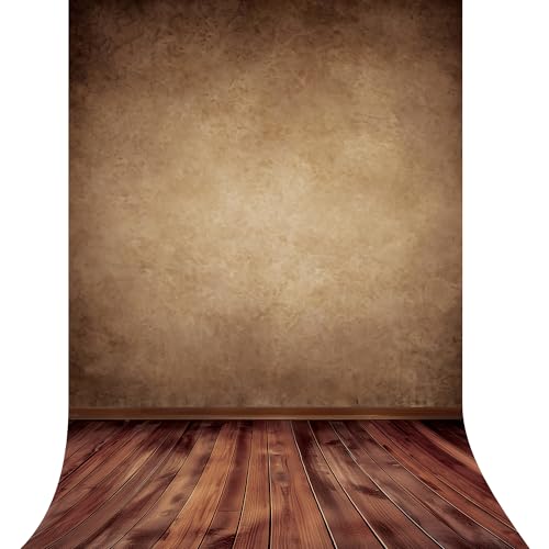 Riyidecor Brown Backdrop Rustic Wall Wooden Floor 5Wx7H Feet Soft Fabric Polyester Newborn Abstract Portrait Baby Photography Background Decorations Birthday Headshot Photo Backdrop for Photoshoot - Image 1