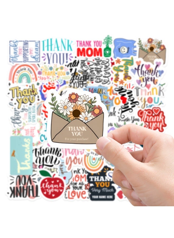 NIBEMINENT 50 Pcs Thank You Deco Kit Waterproof Stickers, High Definition Printing Bright Colors, Suitable for Laptop Skateboard Luggage Water Bottle Guitar DIY - Image 3