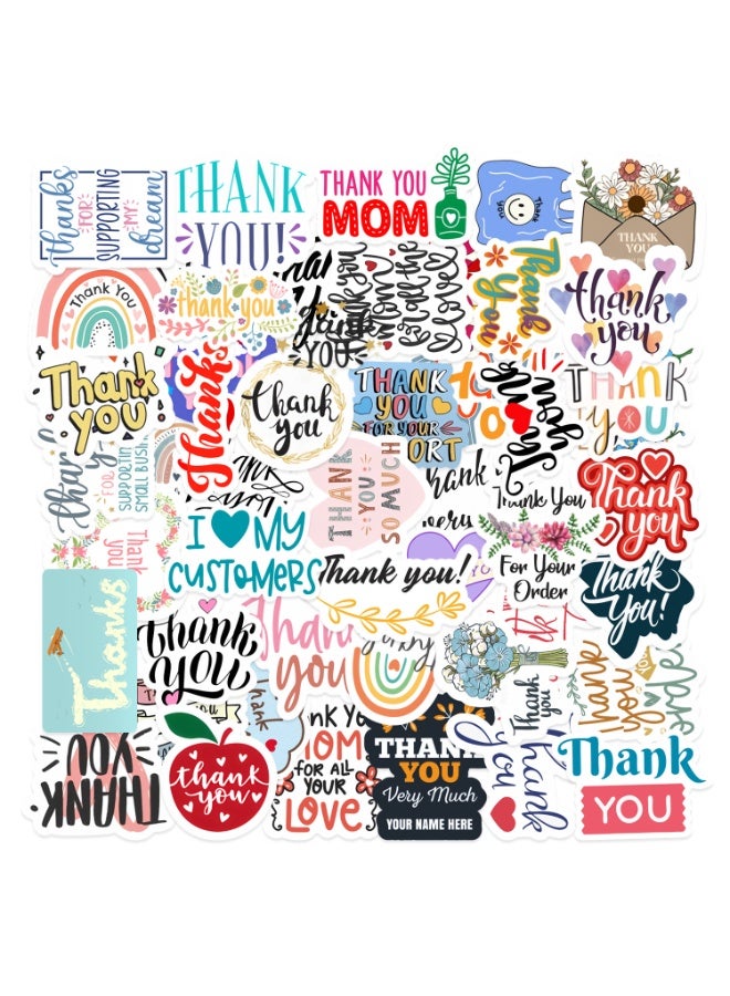 NIBEMINENT 50 Pcs Thank You Deco Kit Waterproof Stickers, High Definition Printing Bright Colors, Suitable for Laptop Skateboard Luggage Water Bottle Guitar DIY - Image 1
