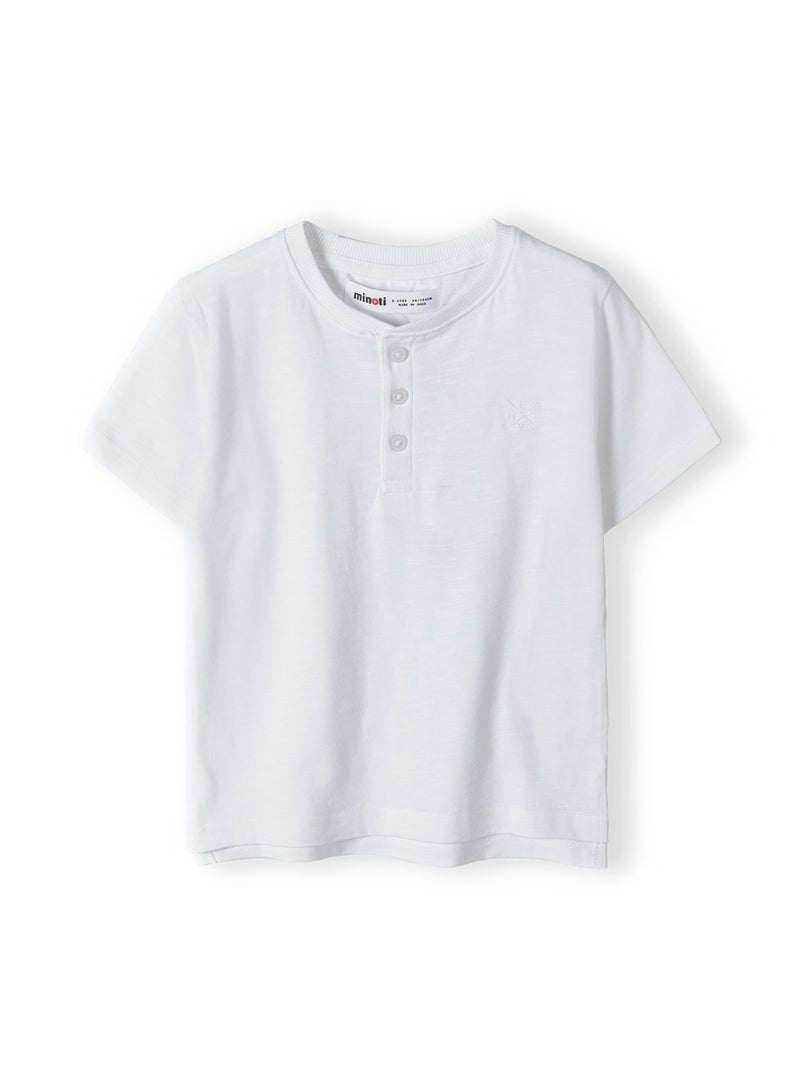 MINOTI Short Sleeve Henley T-Shirt with Button Neckline  - Image 1