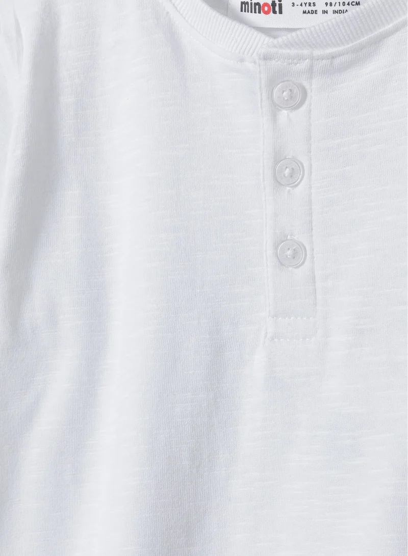 MINOTI Short Sleeve Henley T-Shirt with Button Neckline