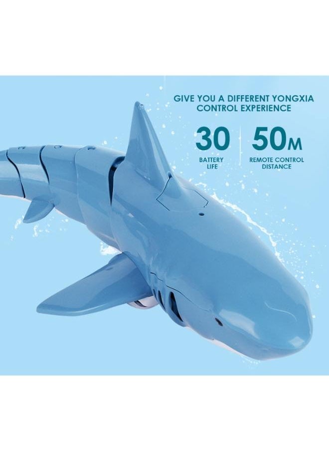 Eoptify - RC Remote Control Shark, Underwater Fish Toy for Swimming Pool Remote Control Boat, Realistic Shark Toy with Water Spray & LED Lights for Kids, Waterproof Simulation Shark for Gift (Blue) - Image 1