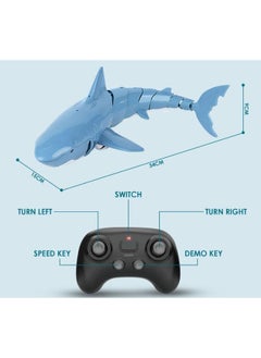 Eoptify RC Remote Control Shark, Underwater Fish Toy for Swimming Pool Remote Control Boat, Realistic Shark Toy with Water Spray & LED Lights for Kids, Waterproof Simulation Shark for Gift (Blue)  - Image 5