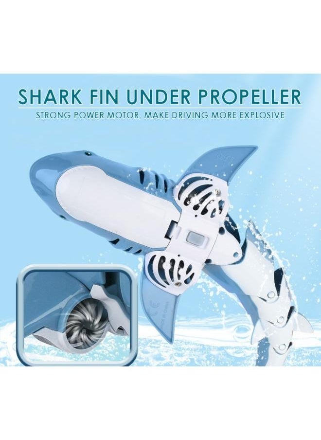 Eoptify - RC Remote Control Shark, Underwater Fish Toy for Swimming Pool Remote Control Boat, Realistic Shark Toy with Water Spray & LED Lights for Kids, Waterproof Simulation Shark for Gift (Blue) - Image 1