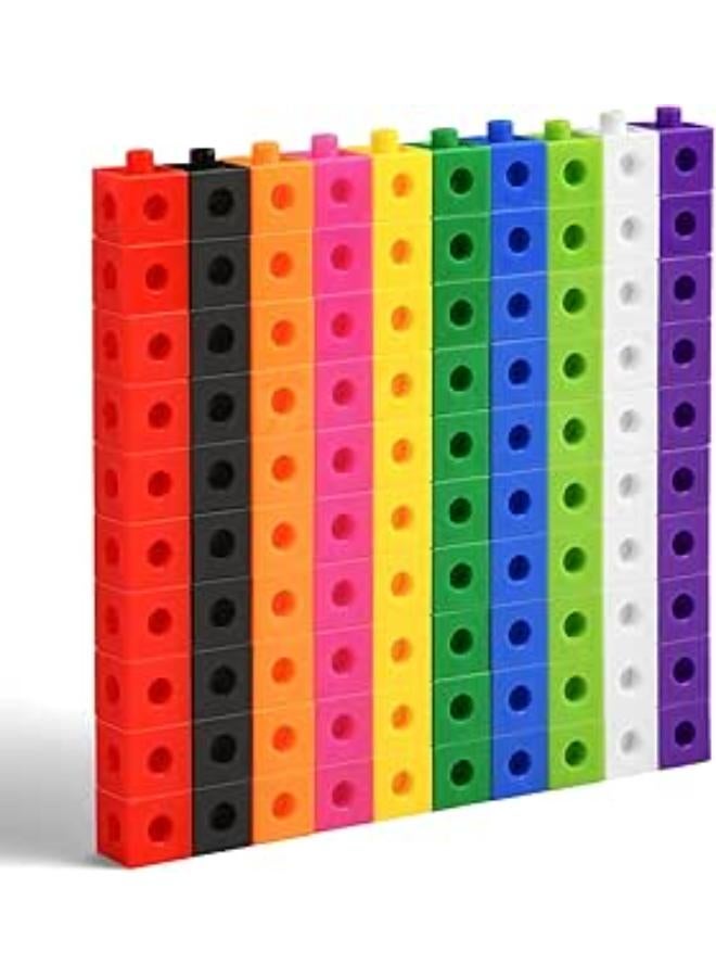 100 قطعة مكعبات رياضيات مع 10 ألوان، مكعبات ربط، تعليم الرياضيات في السنوات المبكرة، مكعبات عد سحرية، مجموعة مكعبات عد للمدرسة والمنزل - 2 سم