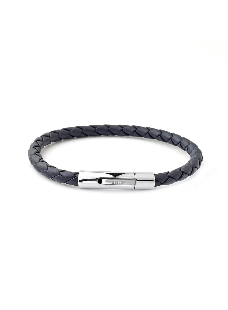ريبلور Fabio Leather Bracelet Navy Blue And Silver