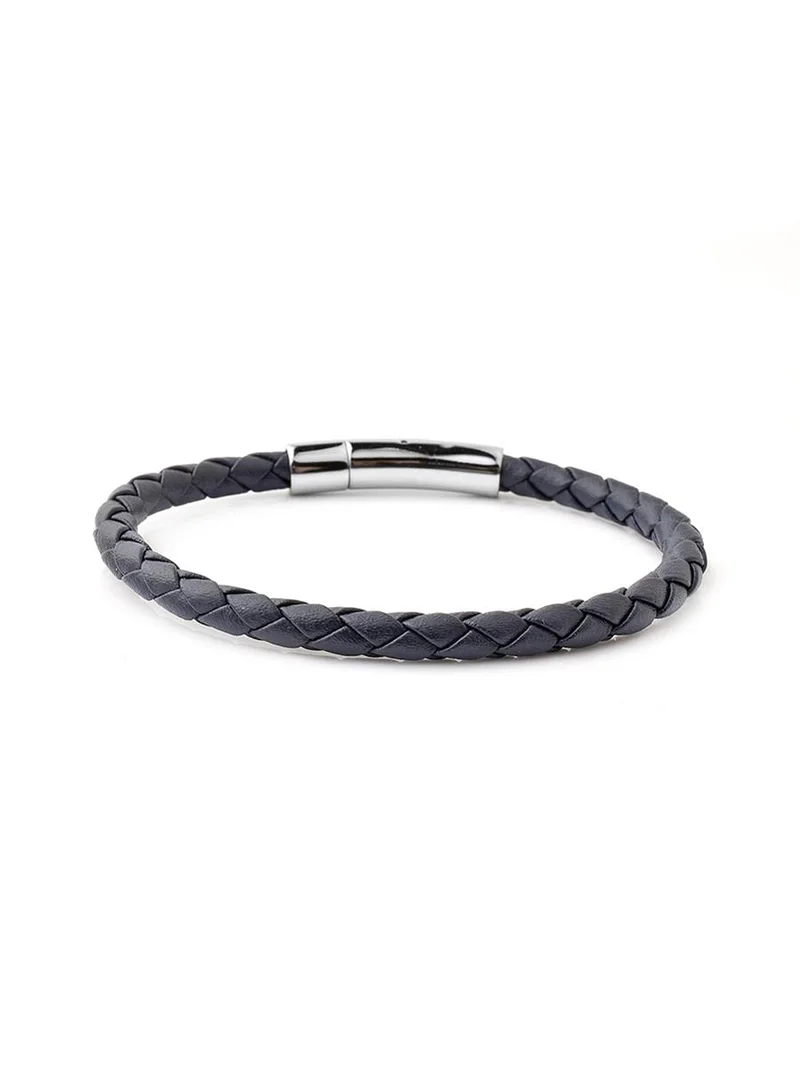 ريبلور Fabio Leather Bracelet Navy Blue And Silver