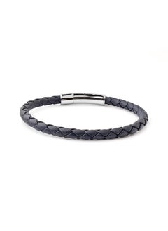 Riblor Fabio Leather Bracelet Navy Blue And Silver  - Image 2