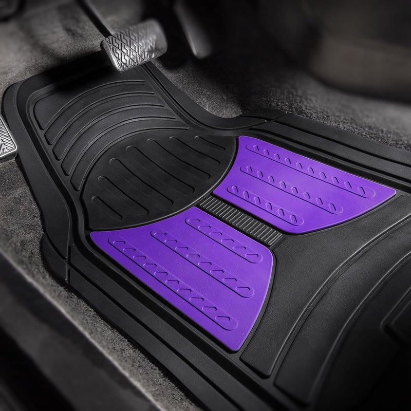 Reinforced edge FH Group Automotive Floor Mats Purple Climaproof for All Weather Protection Universal Fit Heavy Duty Rubber fits Most Cars, SUVs, and Trucks, Full Set Trim to Fit Purple Bug proof seal - Image 3