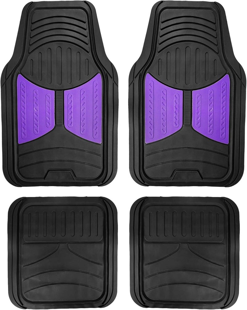 Reinforced edge FH Group Automotive Floor Mats Purple Climaproof for All Weather Protection Universal Fit Heavy Duty Rubber fits Most Cars, SUVs, and Trucks, Full Set Trim to Fit Purple Bug proof seal - Image 1