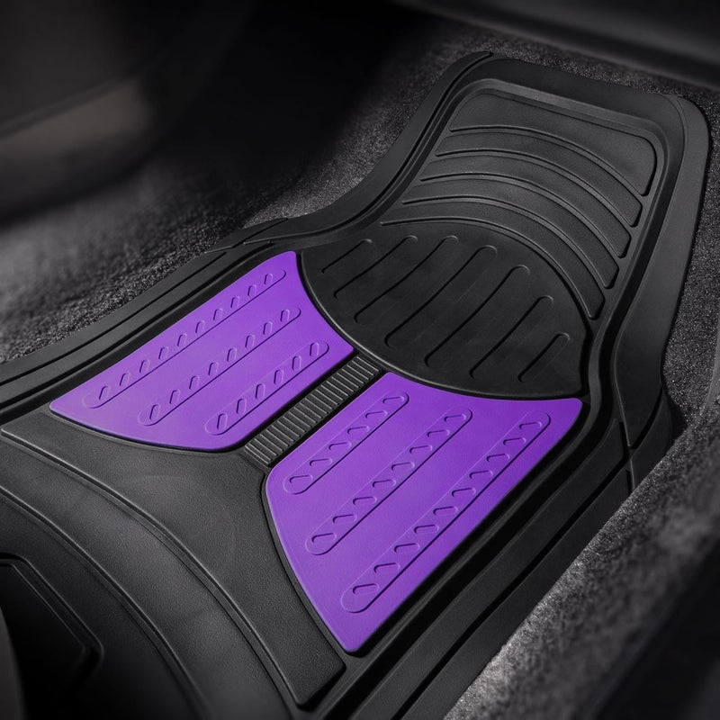 Reinforced edge FH Group Automotive Floor Mats Purple Climaproof for All Weather Protection Universal Fit Heavy Duty Rubber fits Most Cars, SUVs, and Trucks, Full Set Trim to Fit Purple Bug proof seal - Image 4