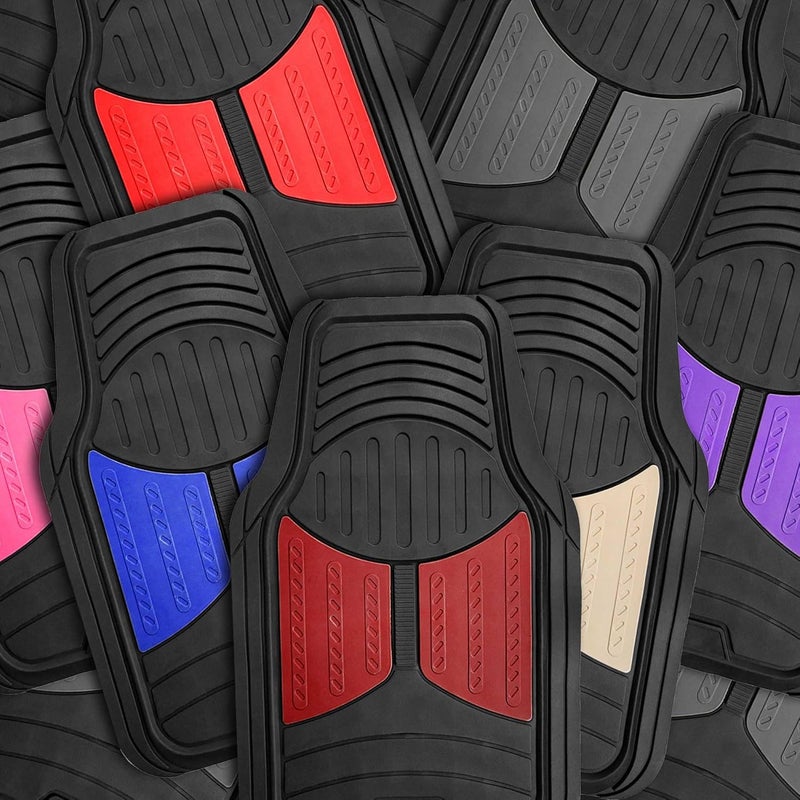 Reinforced edge FH Group Automotive Floor Mats Purple Climaproof for All Weather Protection Universal Fit Heavy Duty Rubber fits Most Cars, SUVs, and Trucks, Full Set Trim to Fit Purple Bug proof seal - Image 2