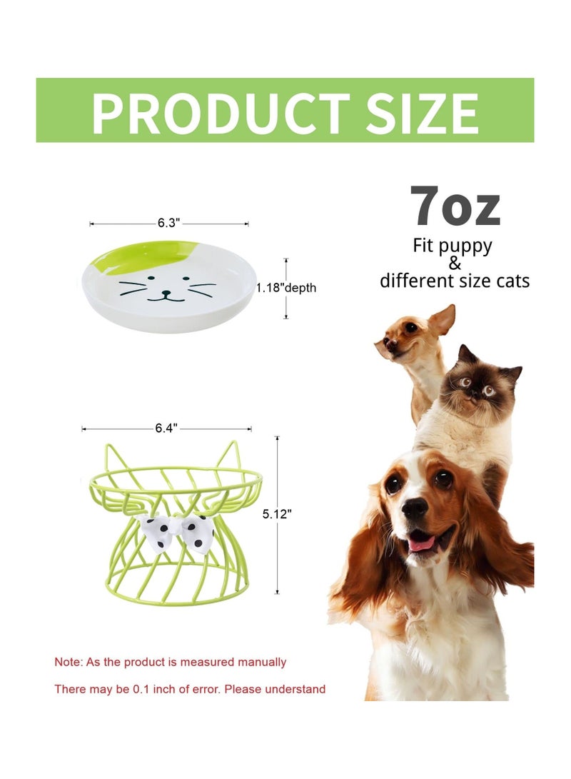 Elevated Cat Food and Water Bowls with Non Slip Metal Stand Tilted Ceramic Design for Cats and Small Dogs Dishwasher Safe Green - Image 5