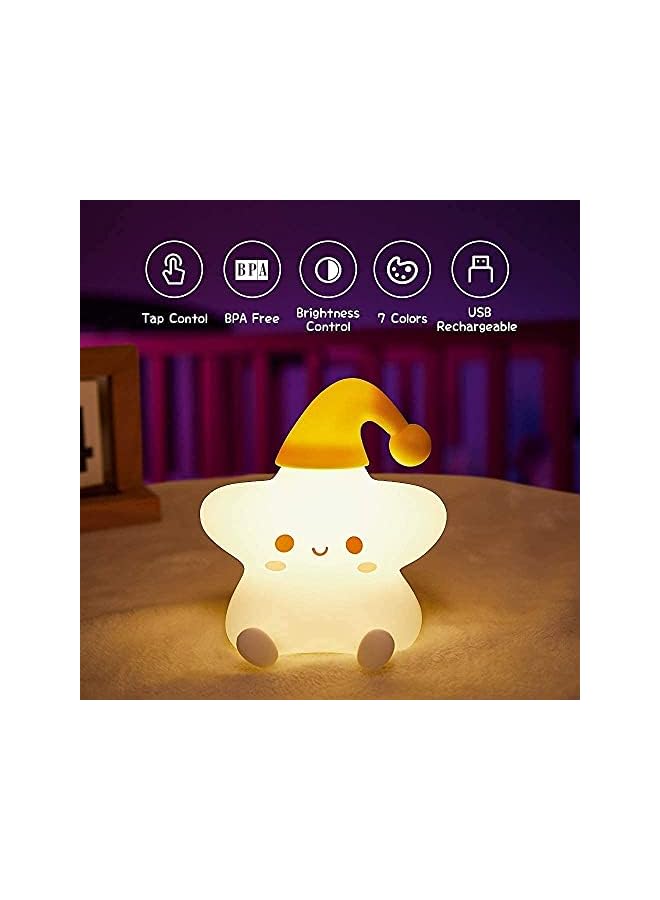 The Bros Night Light for Kids, Baby Night Light Lamp for Kids Room Star Girls Night Light, Silicone Nursery Squishy Soft Rechargeable Color Changing Cute Night Light, Star Birthday Gift - Image 3