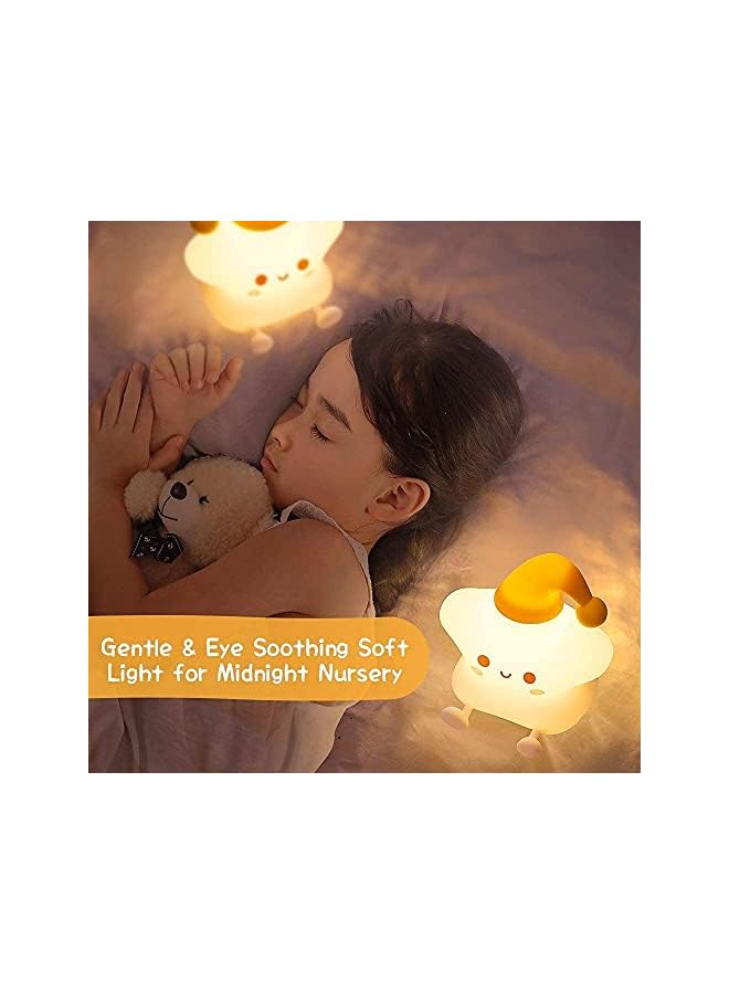 The Bros Night Light for Kids, Baby Night Light Lamp for Kids Room Star Girls Night Light, Silicone Nursery Squishy Soft Rechargeable Color Changing Cute Night Light, Star Birthday Gift - Image 4