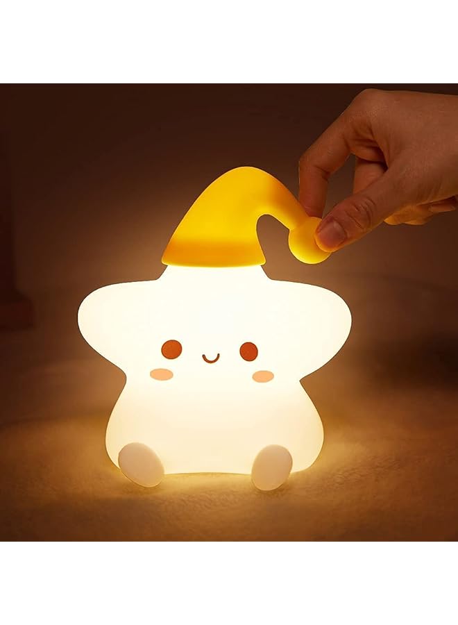 The Bros Night Light for Kids, Baby Night Light Lamp for Kids Room Star Girls Night Light, Silicone Nursery Squishy Soft Rechargeable Color Changing Cute Night Light, Star Birthday Gift - Image 1