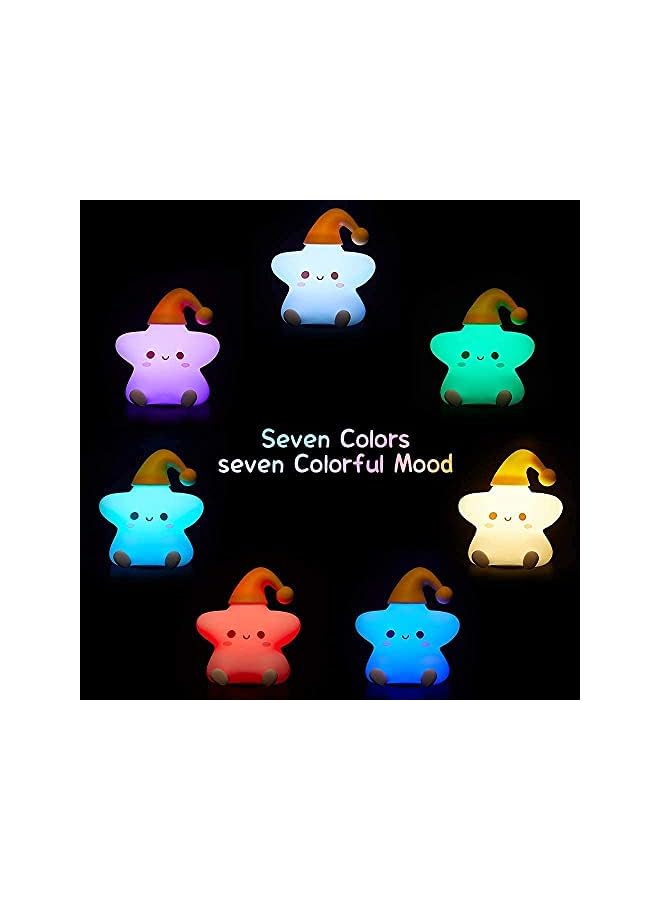 The Bros Night Light for Kids, Baby Night Light Lamp for Kids Room Star Girls Night Light, Silicone Nursery Squishy Soft Rechargeable Color Changing Cute Night Light, Star Birthday Gift - Image 5