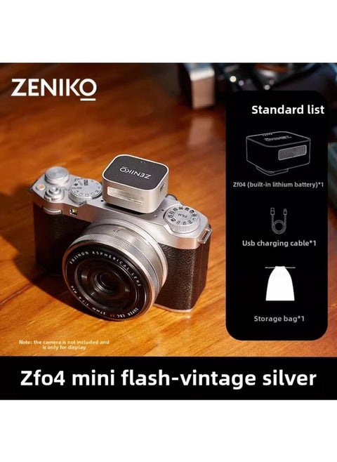 ZENIKO ZF04 ZF08 Camera Mini Flash For Sony Canon Nikon Fuji Micro Single External Thermal-Light Source Color:Zf04 Mini Flash (built-in Lithium Battery) - Retro Silver