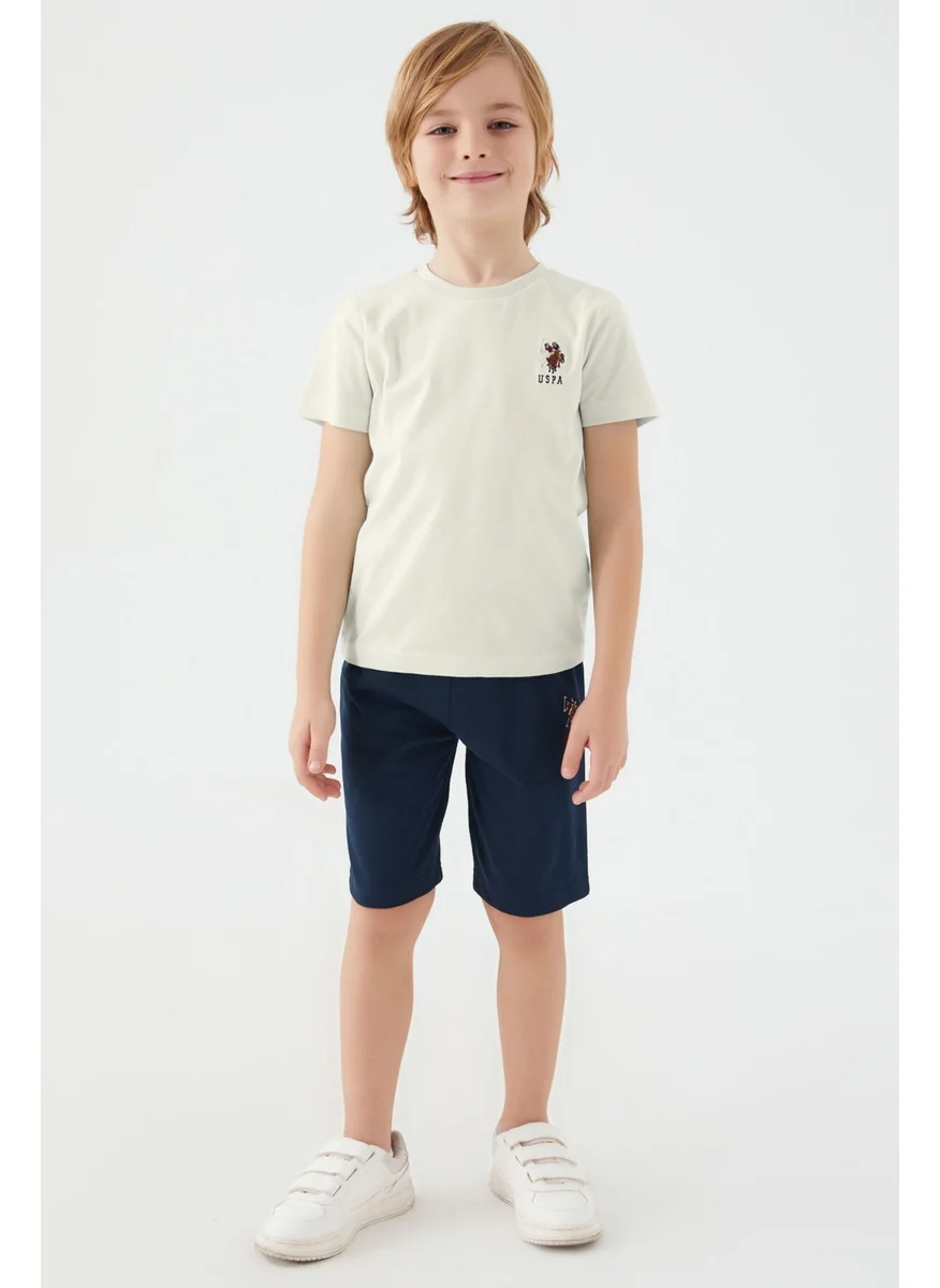 U.S. Polo Assn. Light Blue Cream Boys Bermuda Set