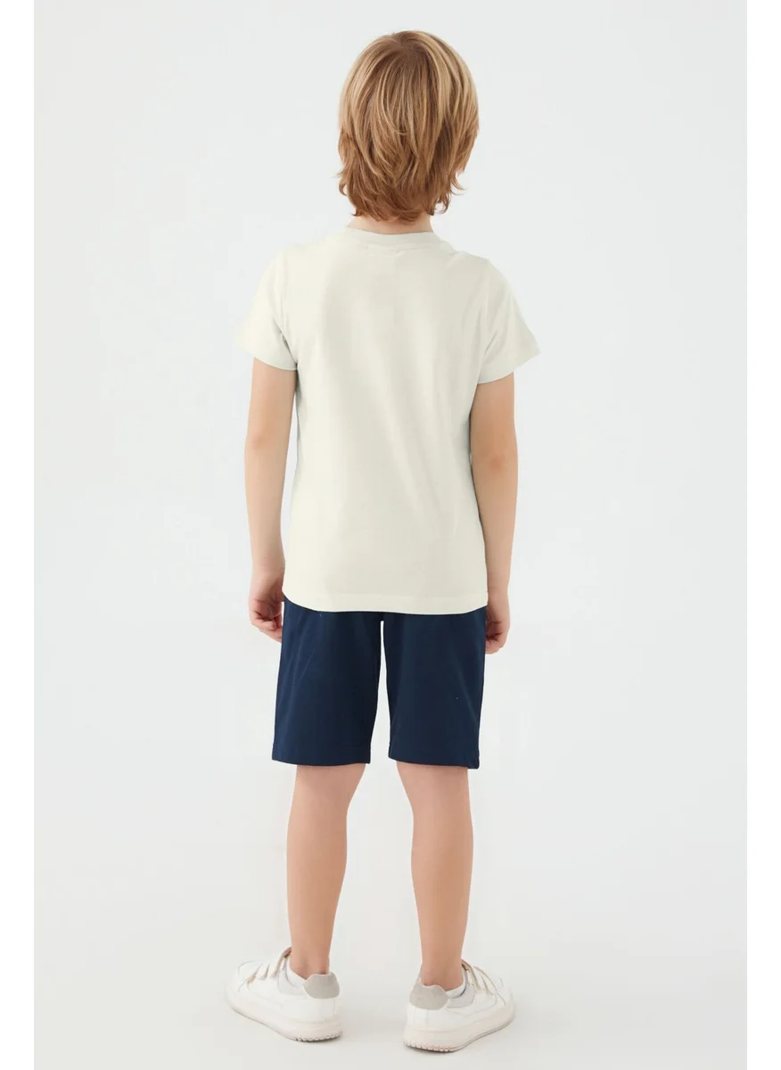 U.S. Polo Assn. Light Blue Cream Boys Bermuda Set