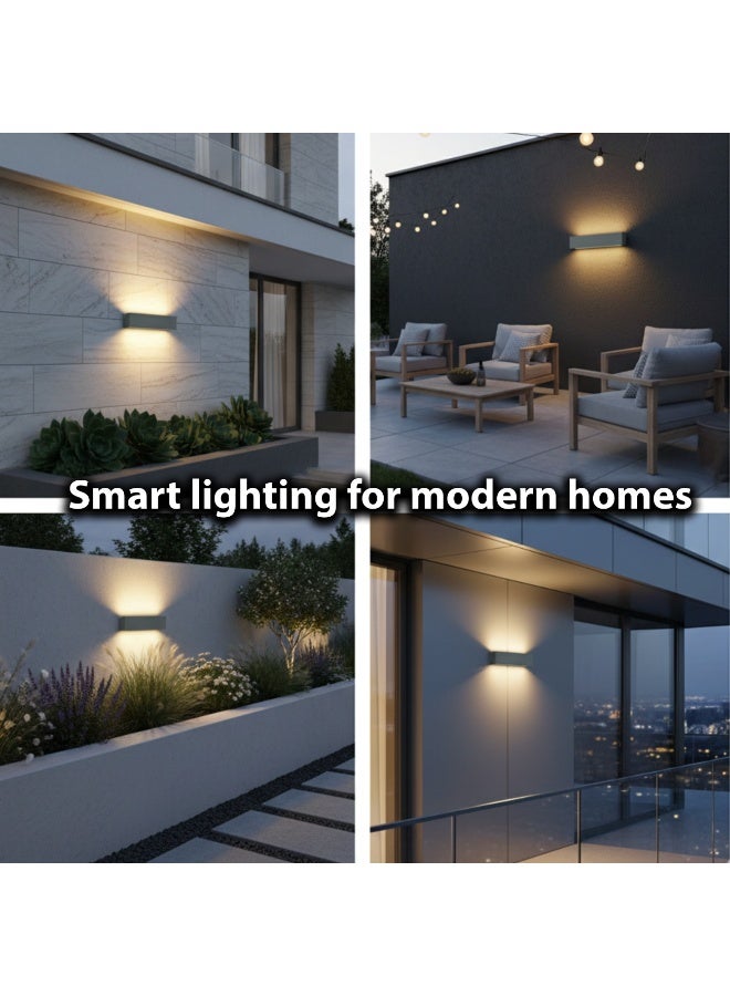 ALFRIDAY Modern Outdoor LED Wall Light, IP65 Waterproof, 3000K Warm White, Powder-Coated Aluminum, Up and Down Beam, Integrated 2x15W - Image 4