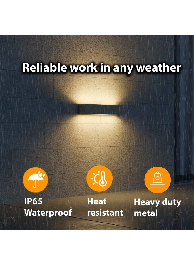 ALFRIDAY Modern Outdoor LED Wall Light, IP65 Waterproof, 3000K Warm White, Powder-Coated Aluminum, Up and Down Beam, Integrated 2x15W - Image 5