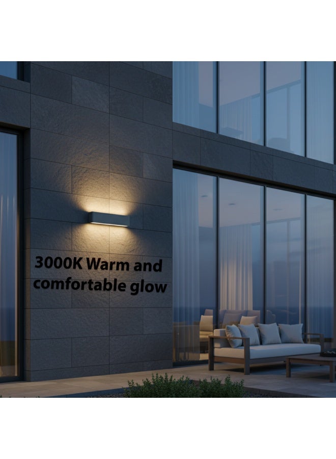 ALFRIDAY Modern Outdoor LED Wall Light, IP65 Waterproof, 3000K Warm White, Powder-Coated Aluminum, Up and Down Beam, Integrated 2x15W - Image 2