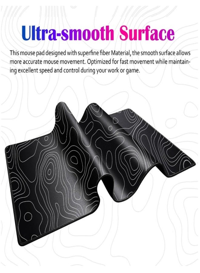 Generic - Large Mouse Pad Extended Gaming Mouse Pad Non-Slip Rubber Base Mouse pad Office Desk Mat Desk Pad Smooth Cloth Surface Keyboard Mouse Pads for Computers (900 * 400 * 2mm）Black - Image 1
