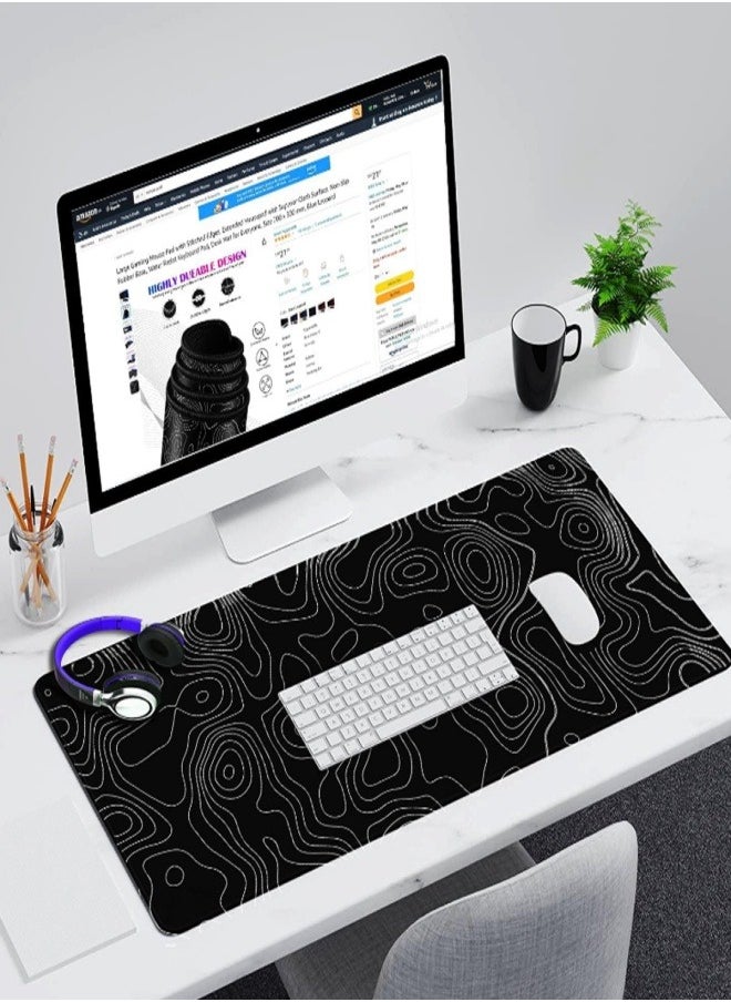 Generic - Large Mouse Pad Extended Gaming Mouse Pad Non-Slip Rubber Base Mouse pad Office Desk Mat Desk Pad Smooth Cloth Surface Keyboard Mouse Pads for Computers (900 * 400 * 2mm）Black - Image 1