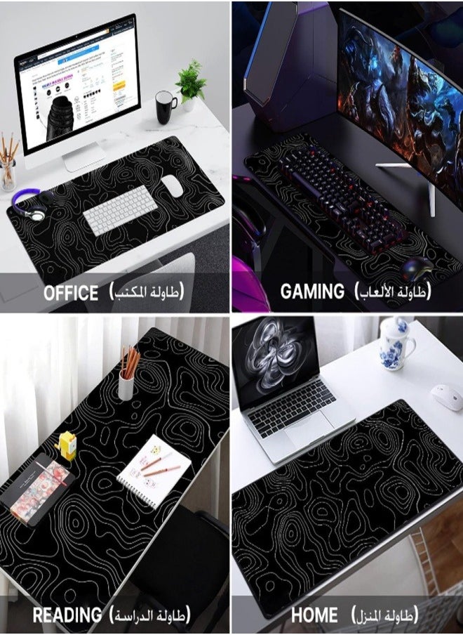 Generic - Large Mouse Pad Extended Gaming Mouse Pad Non-Slip Rubber Base Mouse pad Office Desk Mat Desk Pad Smooth Cloth Surface Keyboard Mouse Pads for Computers (900 * 400 * 2mm）Black - Image 1