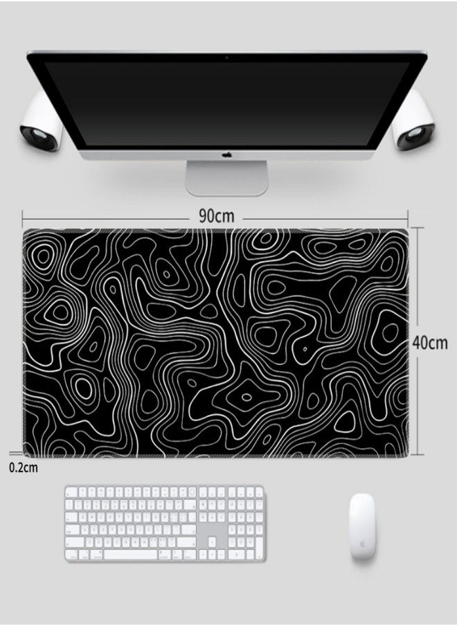 Generic - Large Mouse Pad Extended Gaming Mouse Pad Non-Slip Rubber Base Mouse pad Office Desk Mat Desk Pad Smooth Cloth Surface Keyboard Mouse Pads for Computers (900 * 400 * 2mm）Black - Image 1
