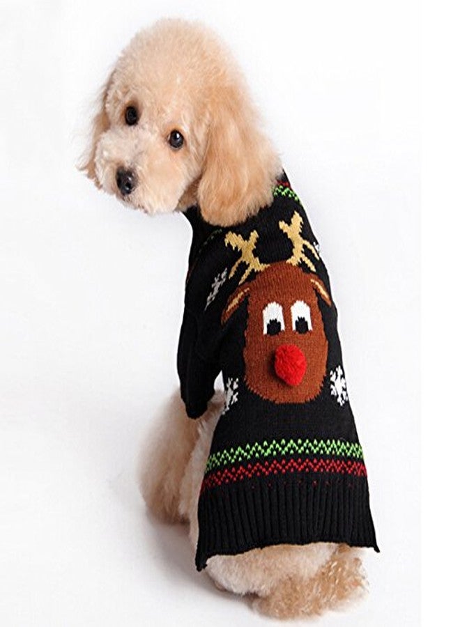 Mikayoo Dog Christmas Sweater - Cat Holiday Sweaters, Legless Design Keep Warm and Move Freely, Holiday Festive Sweater for Small Dogs or Cats (Black Deer M) - Image 1