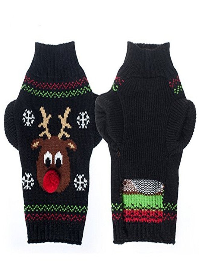 Mikayoo Dog Christmas Sweater - Cat Holiday Sweaters, Legless Design Keep Warm and Move Freely, Holiday Festive Sweater for Small Dogs or Cats (Black Deer M) - Image 2