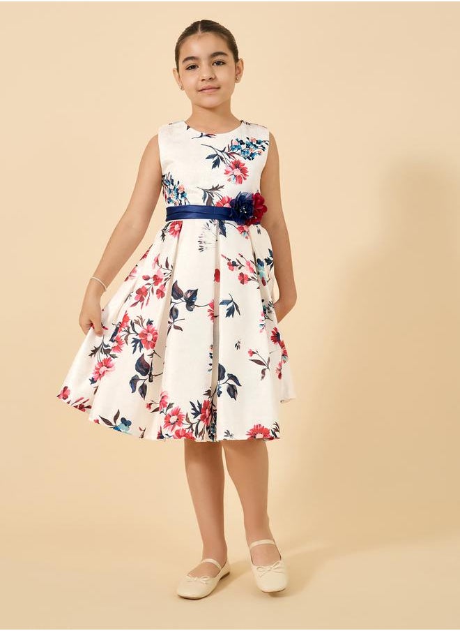 Styli Printed Pleated Sleeveless Dress  - Image 1