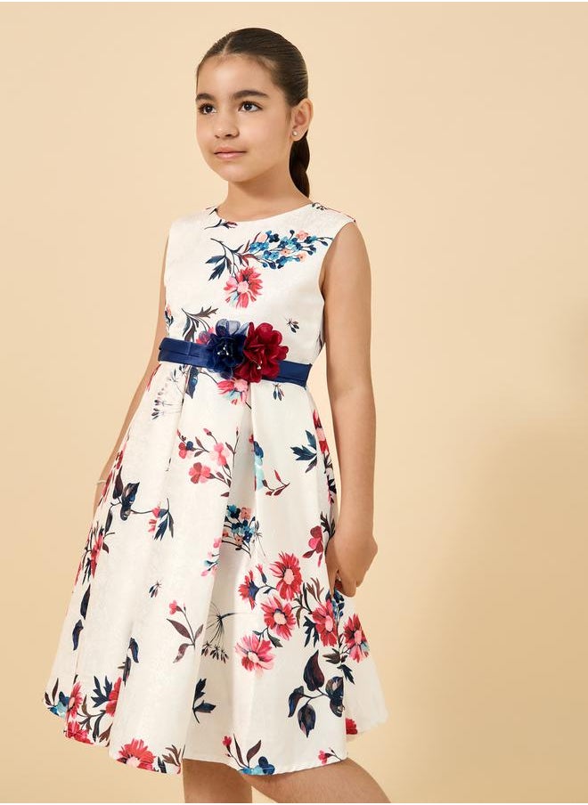 Styli Printed Pleated Sleeveless Dress  - Image 3