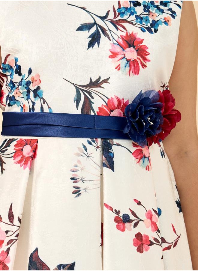 Styli Printed Pleated Sleeveless Dress  - Image 4