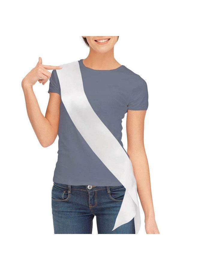 TREORSI TREORSI Blank Satin Sash, Plain Sash, Party Decorations, Make Your Own Sash (2 Pack, White)  - Image 1