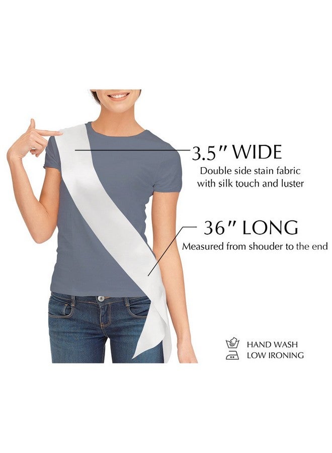 TREORSI TREORSI Blank Satin Sash, Plain Sash, Party Decorations, Make Your Own Sash (2 Pack, White)  - Image 4